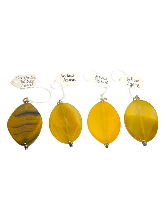 Fire Mountain Jewelry - Lot Of 4 Yellow And Yellow/Green Agate Pendants (2024)